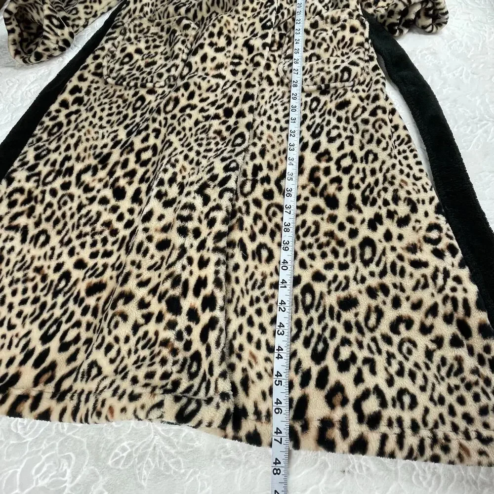 🔥Victoria’s Secret Faux Fur Leopard Print Long Robe Glam Luxe Mob Wife Sz XS/S